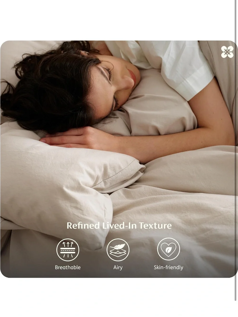 NEW Bedsure PureWoven 100% Washed Cotton Duvet Cover Set, 2-PC Twin. Linen Like